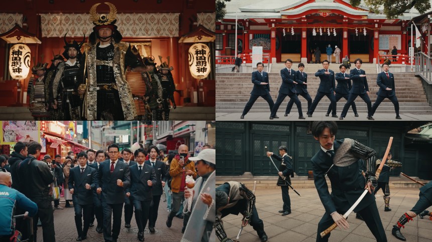 甲冑とビジネススーツを融合させた衣装