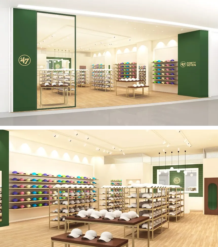 深緑×ゴールドの重厚感あるエントランス