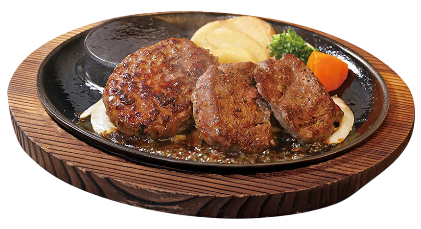 牛ミスジカットステーキ［100g］＆ あさくまハンバーグ［120g］