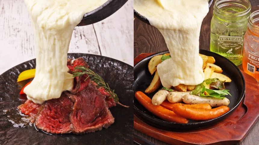 熱々鉄板チーズと希少部位ステーキ