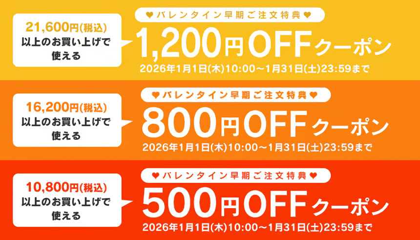 早期ご注文キャンペーンとして、お得なクーポンをご用意