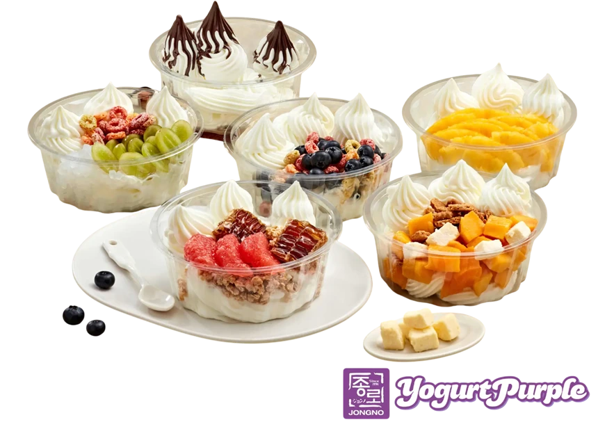 新鮮なフルーツとヨーグルトアイスは相性抜群